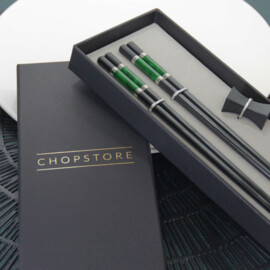 Bungo Dark Green chopsticks in cadeauverpakking (2 setjes chopsticks + 2 rests)