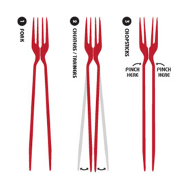 Die Chork, schwarz, Essstäbchen mit Gabel. (Beutel mit 24 Stück)
