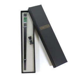 Bungo Dark Green chopsticks in cadeauverpakking (1 setje chopsticks + 1 rest)